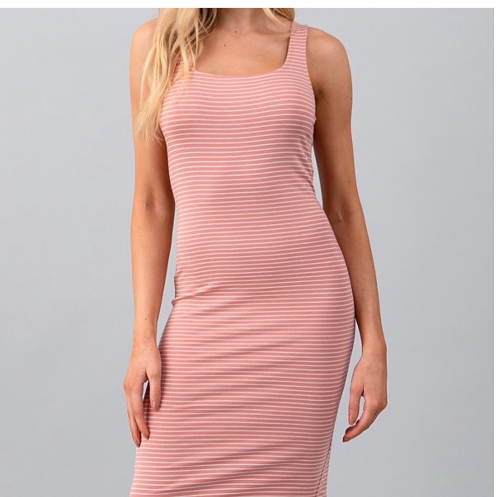 DOUBLE SCOOP NECK MIDI DRESS